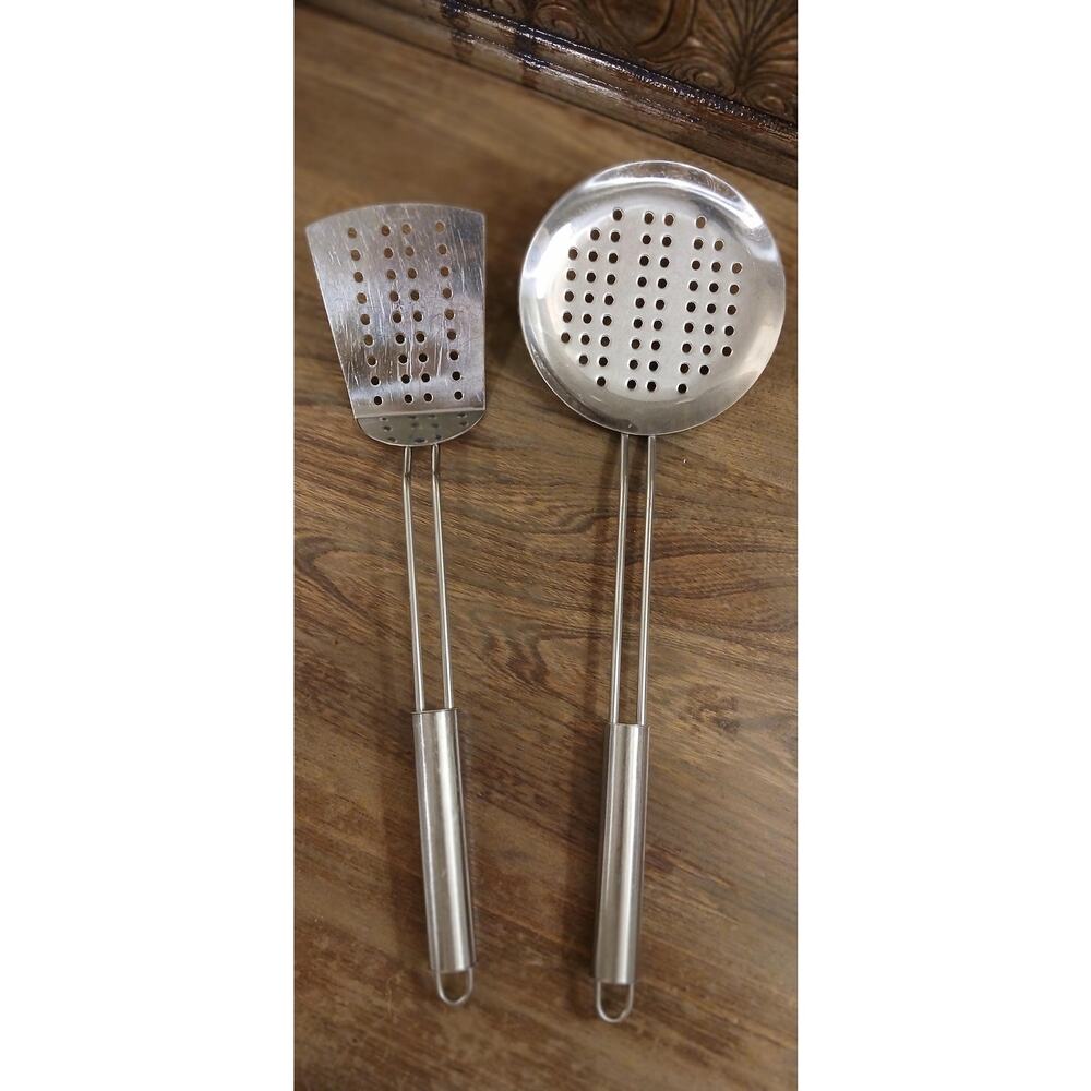 Stainless Steel Spatula and Skimmer 14 inches Set of Two